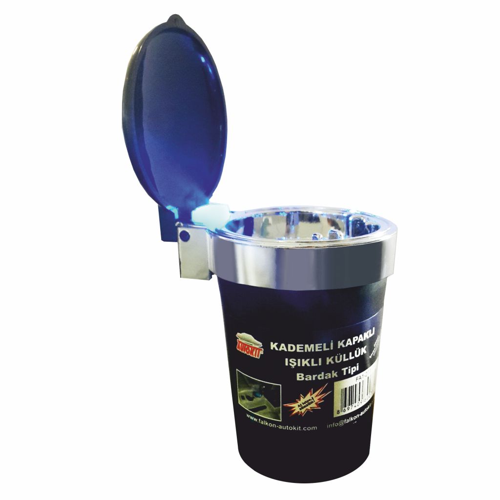 Autokit Kademeli Kapaklı Işıklı Küllük