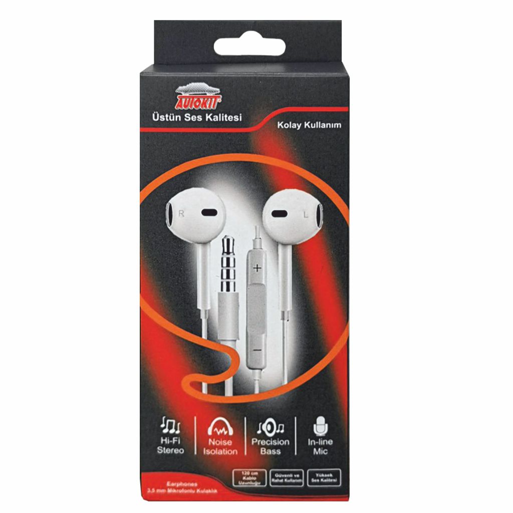 Autokit 3.5 mm Kablolu Mikrafonlu Kulaklık